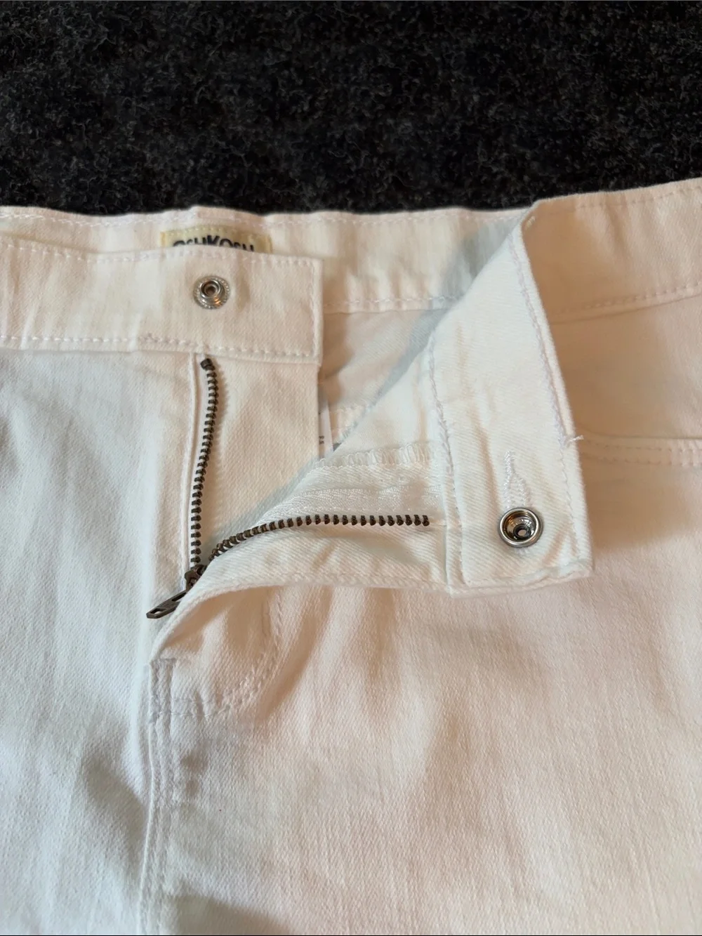 OshKosh B'gosh White Denim Shorts With Eyelet Lace Trim Size 14